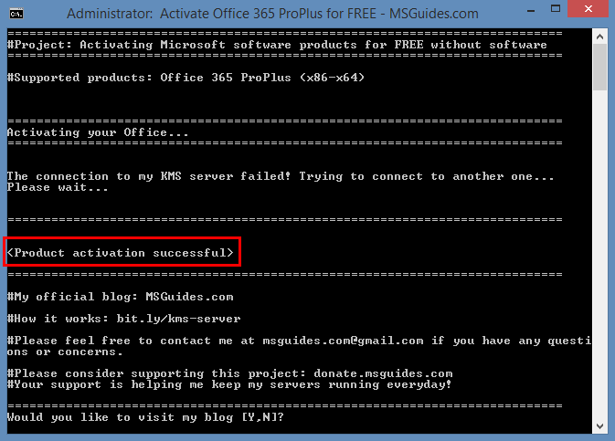 activate office 365 using cmd